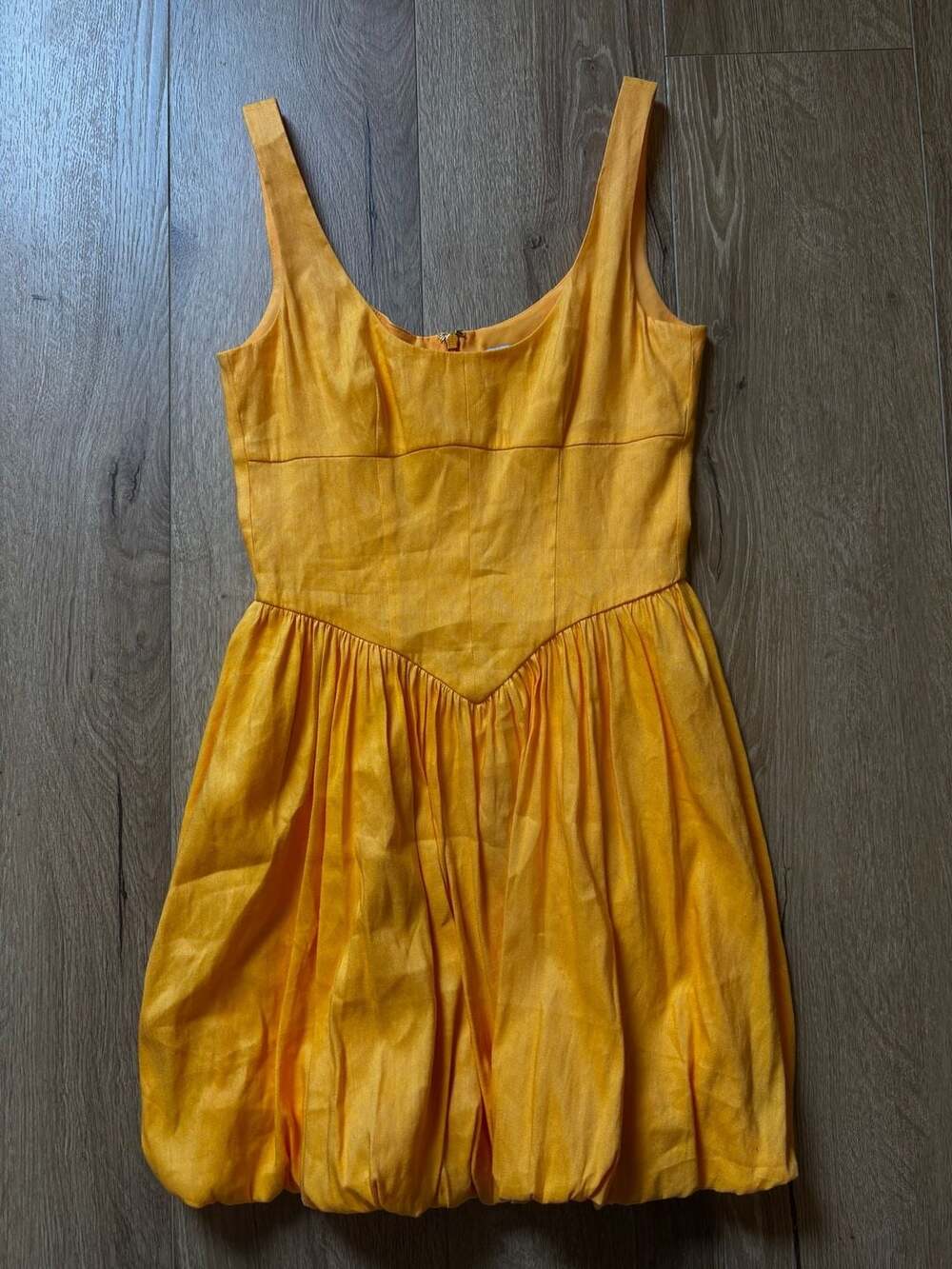 Gianni Bini Sedona Mini Dress Apricot Linen Drop Waist Bubble Hem Size 2